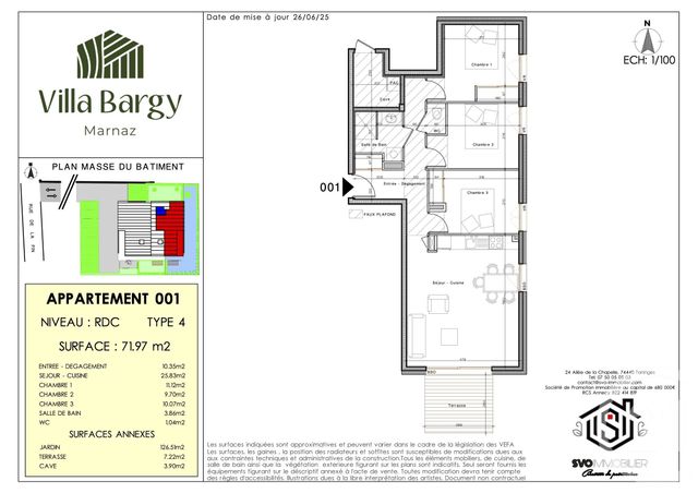 Appartement T4 à vendre - 4 pièces - 71.97 m2 - MARNAZ - 74 - RHONE-ALPES - Century 21 Vilminot Immobilier