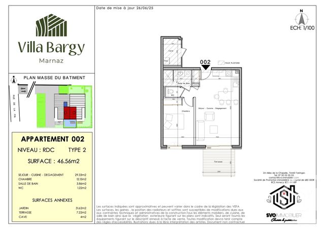 Appartement T2 à vendre - 2 pièces - 46.56 m2 - MARNAZ - 74 - RHONE-ALPES - Century 21 Vilminot Immobilier