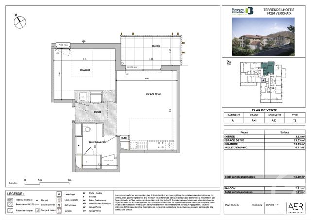 Appartement F2 à vendre - 2 pièces - 47.03 m2 - VERCHAIX - 74 - RHONE-ALPES - Century 21 Vilminot Immobilier
