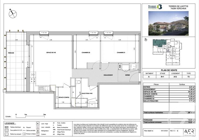Appartement F3 à vendre - 3 pièces - 68.3 m2 - VERCHAIX - 74 - RHONE-ALPES - Century 21 Vilminot Immobilier