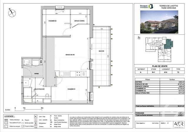 Appartement F3 à vendre - 3 pièces - 62.31 m2 - VERCHAIX - 74 - RHONE-ALPES - Century 21 Vilminot Immobilier