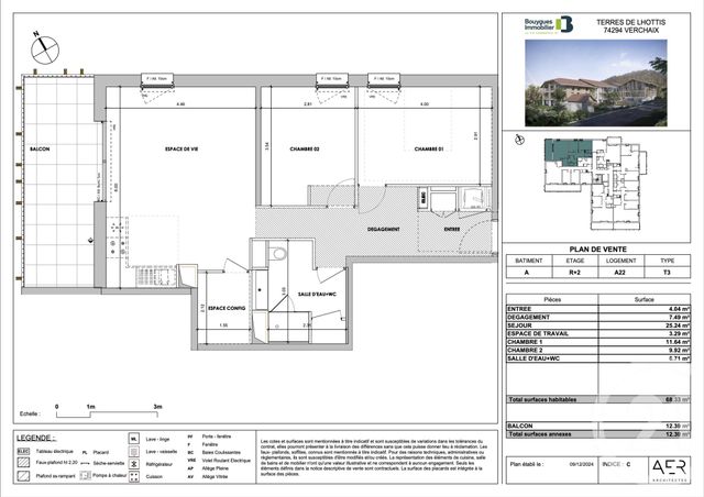 Appartement F3 à vendre - 3 pièces - 68.33 m2 - VERCHAIX - 74 - RHONE-ALPES - Century 21 Vilminot Immobilier